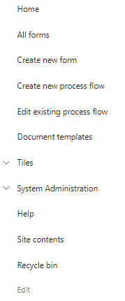 Default navigation links replaced with FlowForma links