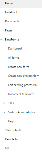 FlowForma links placed inside a FlowForma dropdown