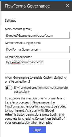 Login button when editing the Governance web part