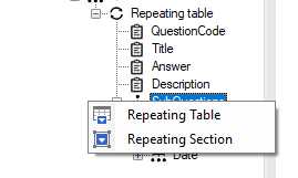 Right click on the repeating table sub questions