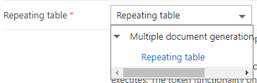 Repeating table drop-down