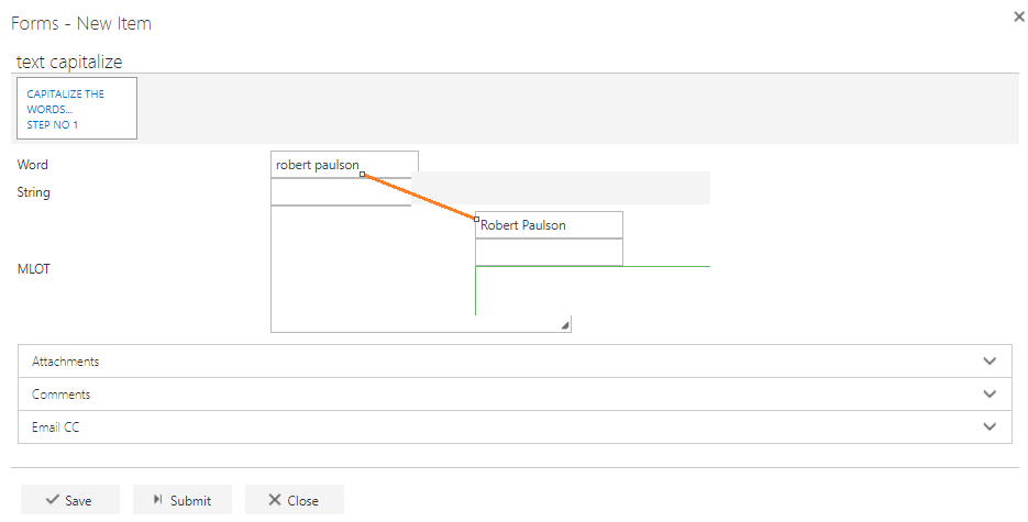 Capitalize words rule configuration