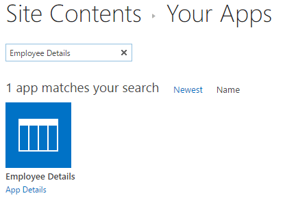 Select the list template using the search bar