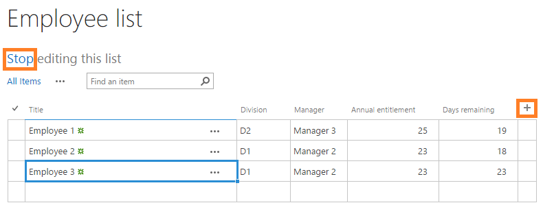 Employee list