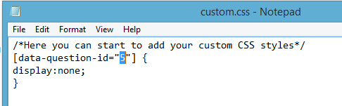 Custom CSS file with data-question-id rule