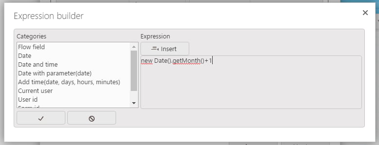 Set question value rule using new Date().getMonth()+1 expression