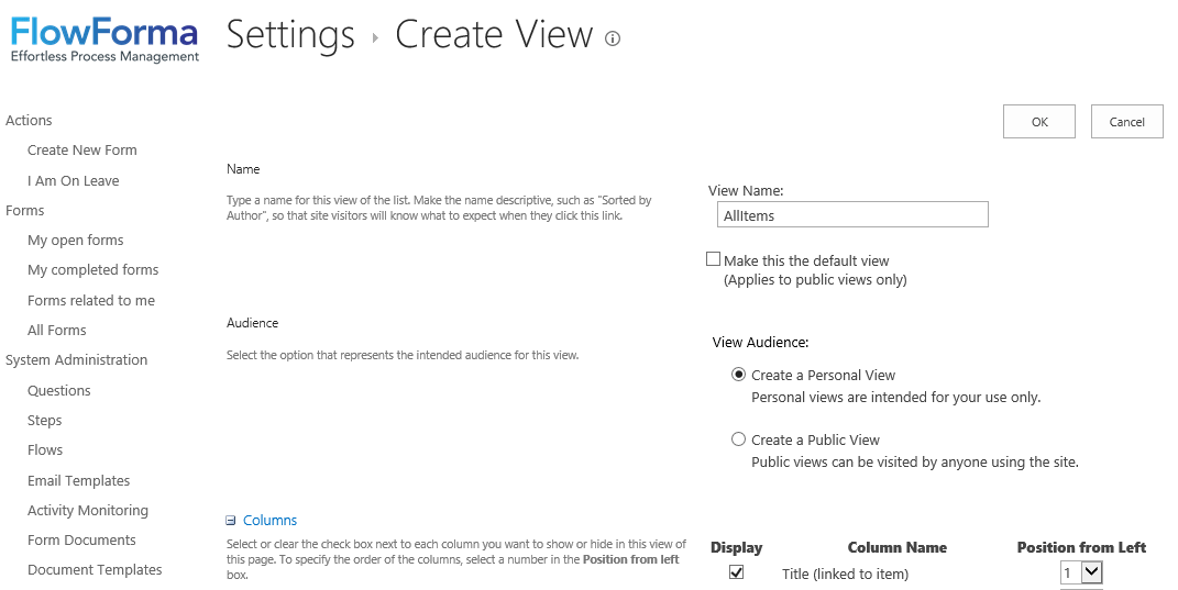 Create new view