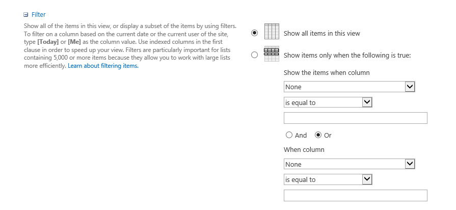 Filter all items