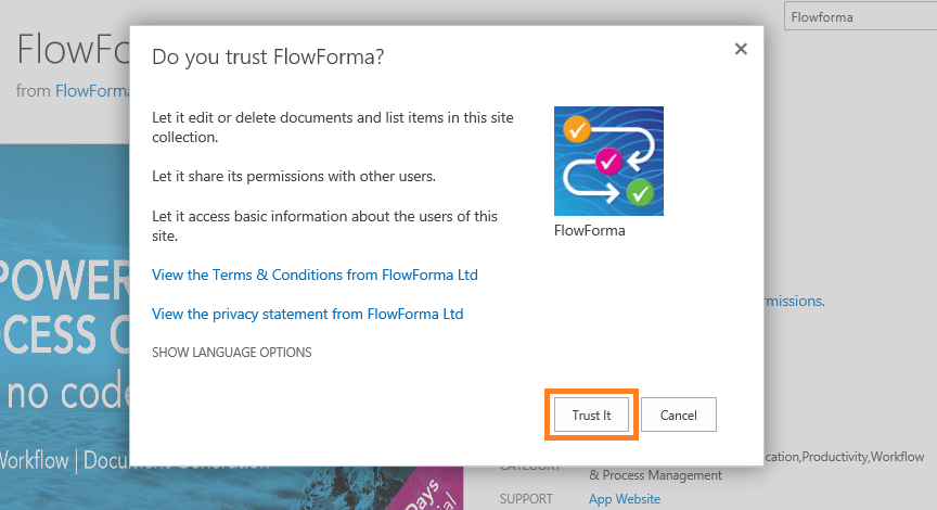 Trust it dialog