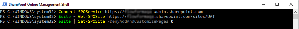 Set-SPOSite command