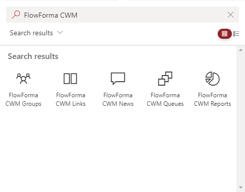 Searching for FlowForma CWM webparts