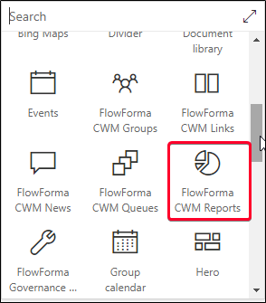 FlowForma CWM Reports webpart in gallery