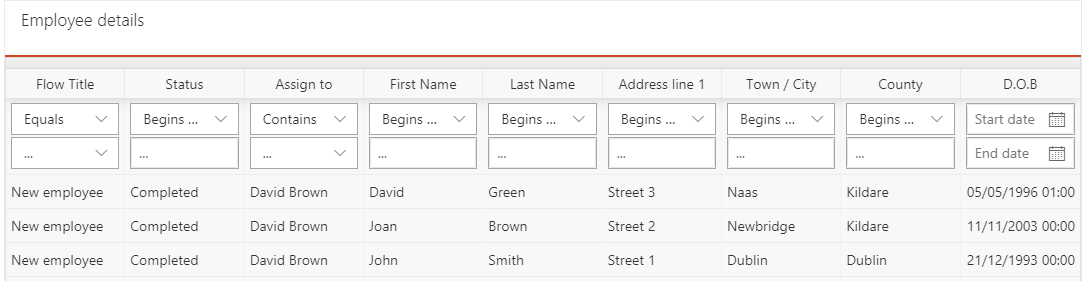 Tabular report without filters