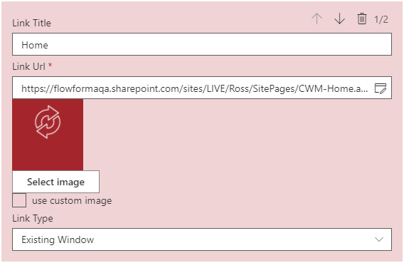 Link definition screen