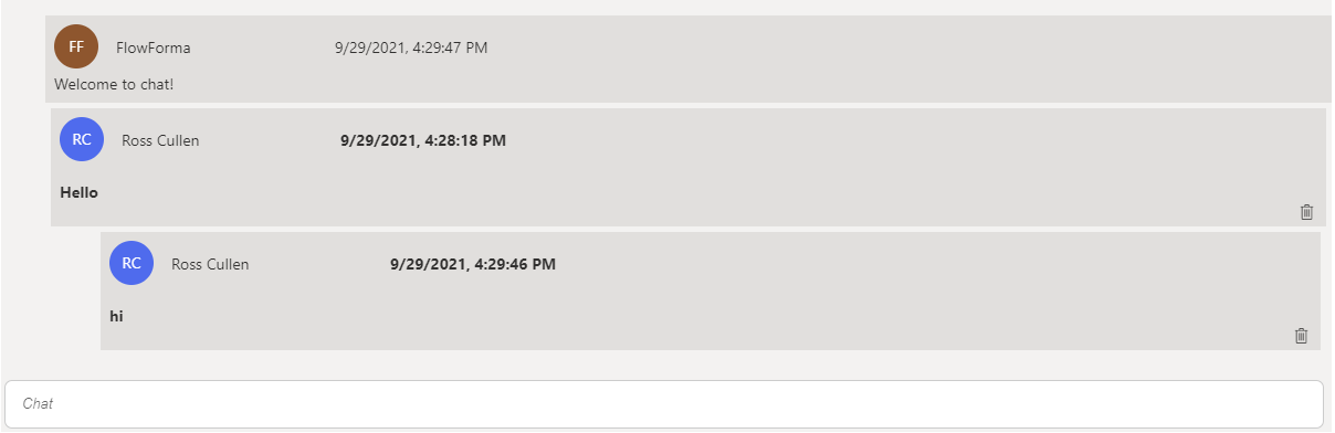 Indented chat replies