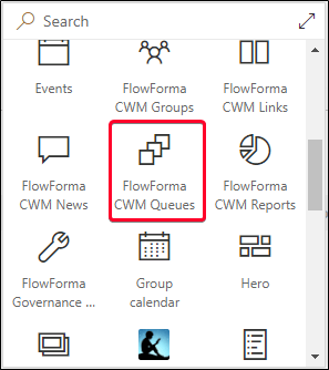 FlowForma CWM Queues webpart in gallery