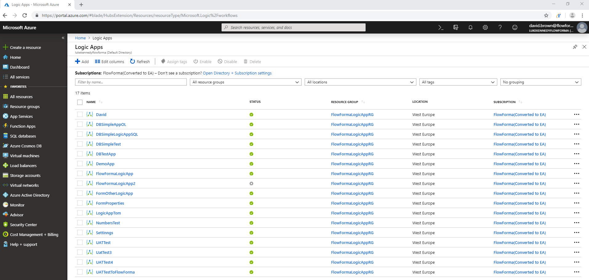 Azure Logic Apps portal