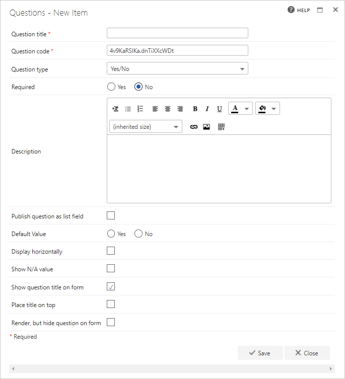 Yes/No question settings