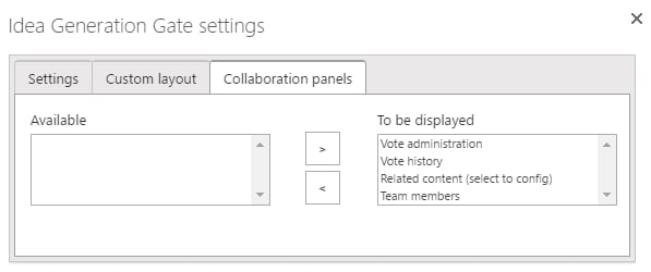 Collaboration panels settings