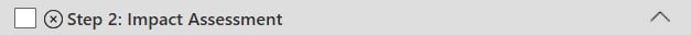 Disabled step shown with an X icon