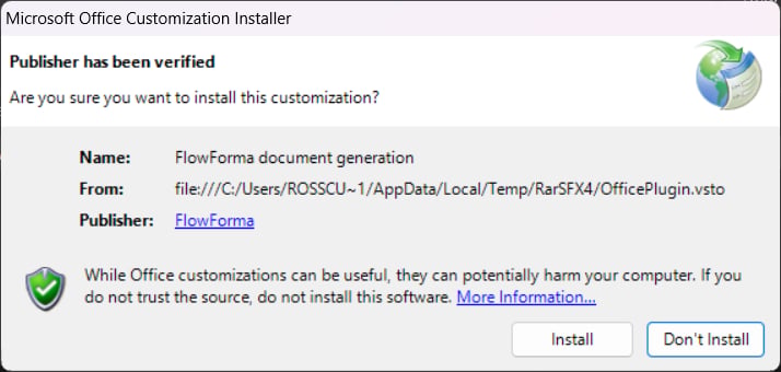 Installing the plugin from the extracted files