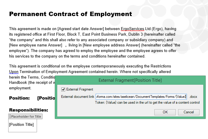 The external fragment options window