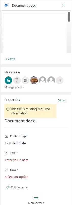 The document details panel