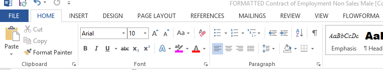 The FlowForma tab in the Office ribbon