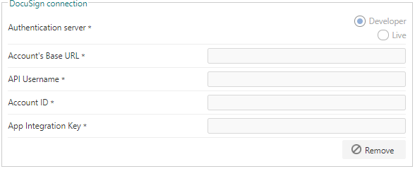 DocuSign global connection settings