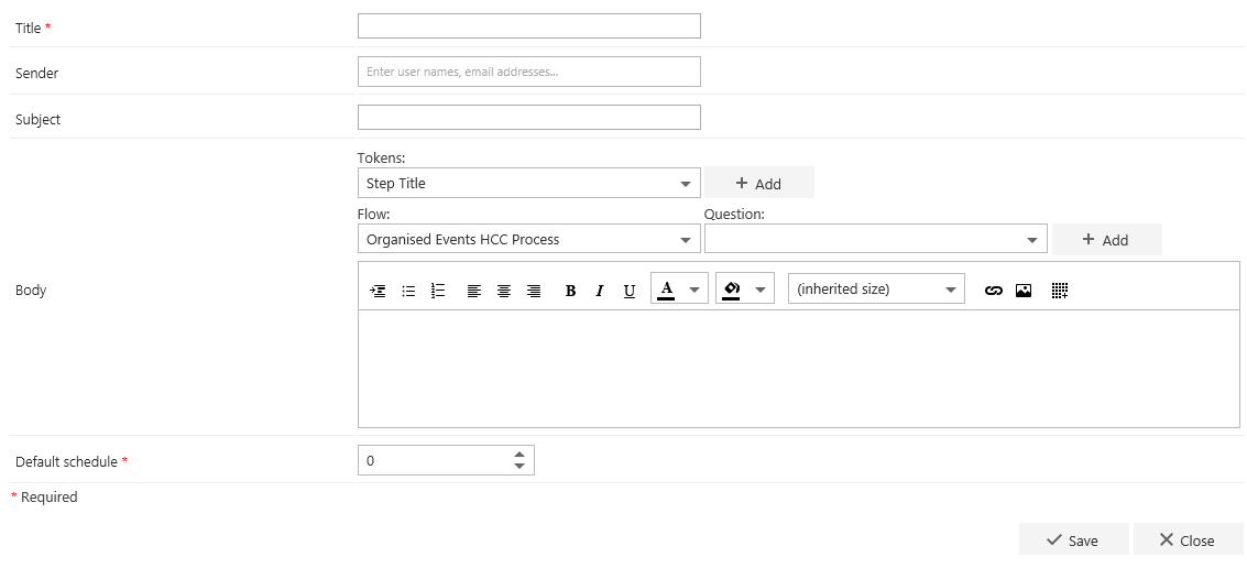 New email template form