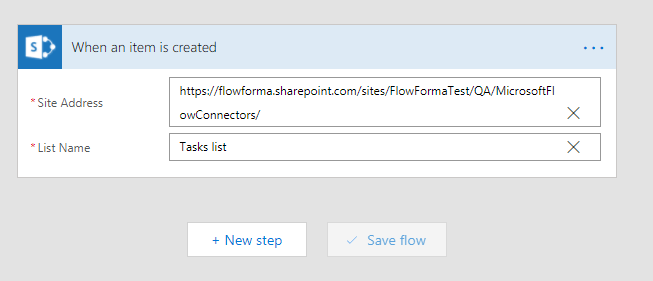 Configure site address and list name