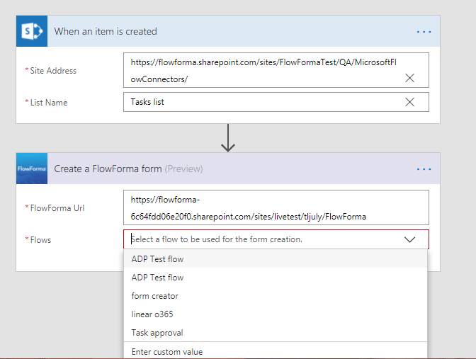 Insert FlowForma connection details