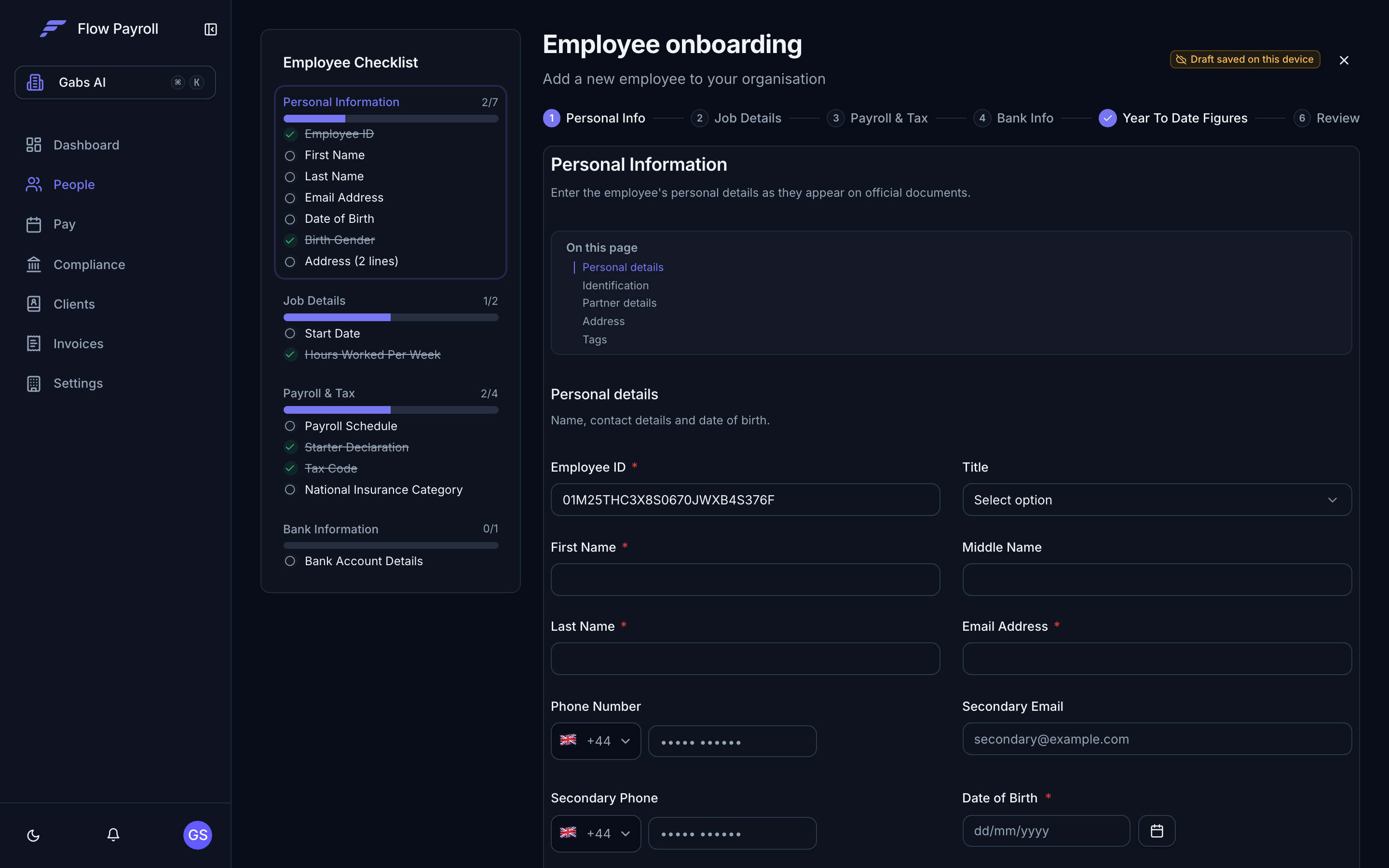Employee onboarding wizard