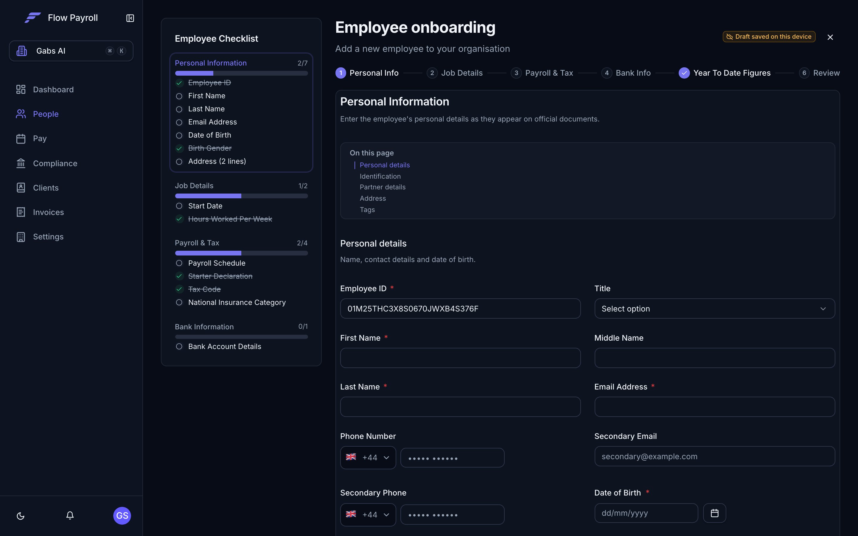 Employee onboarding wizard