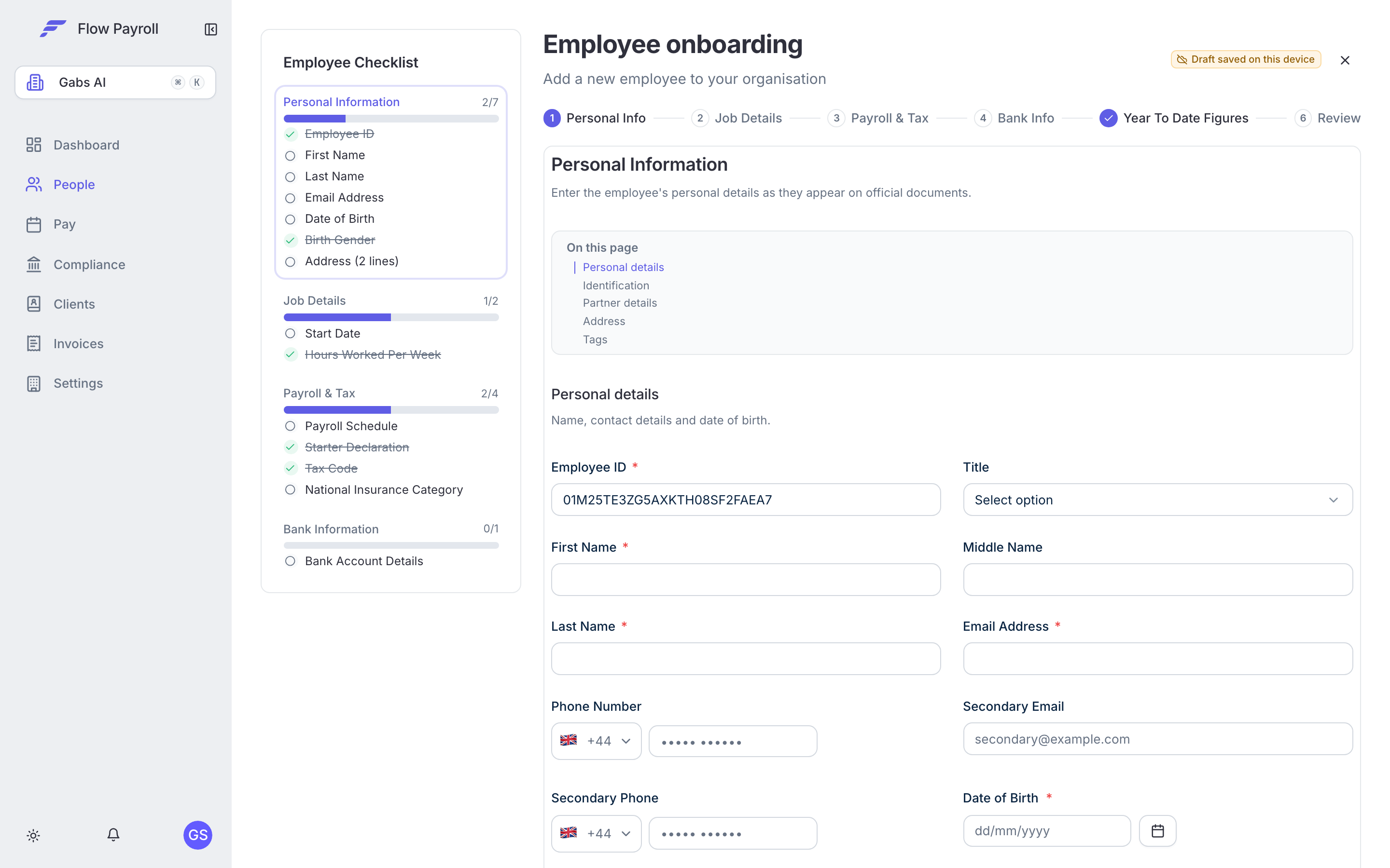 Employee onboarding wizard