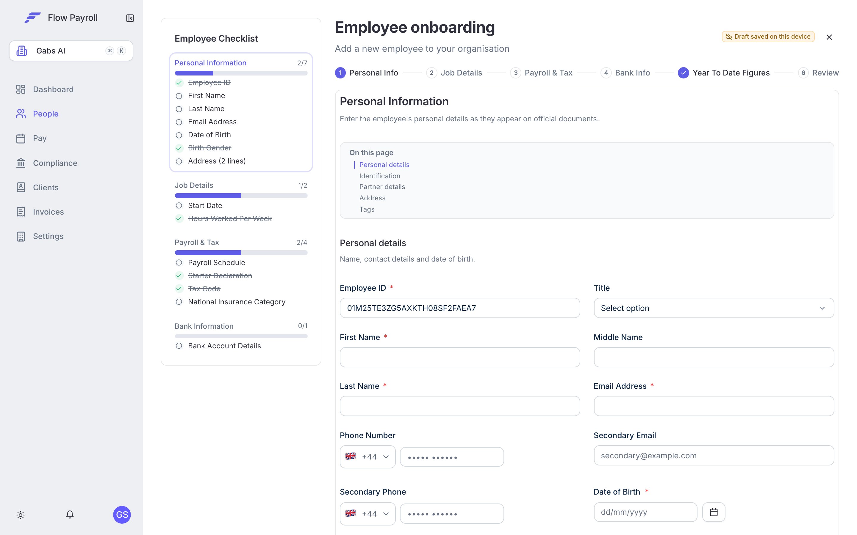 Employee onboarding wizard