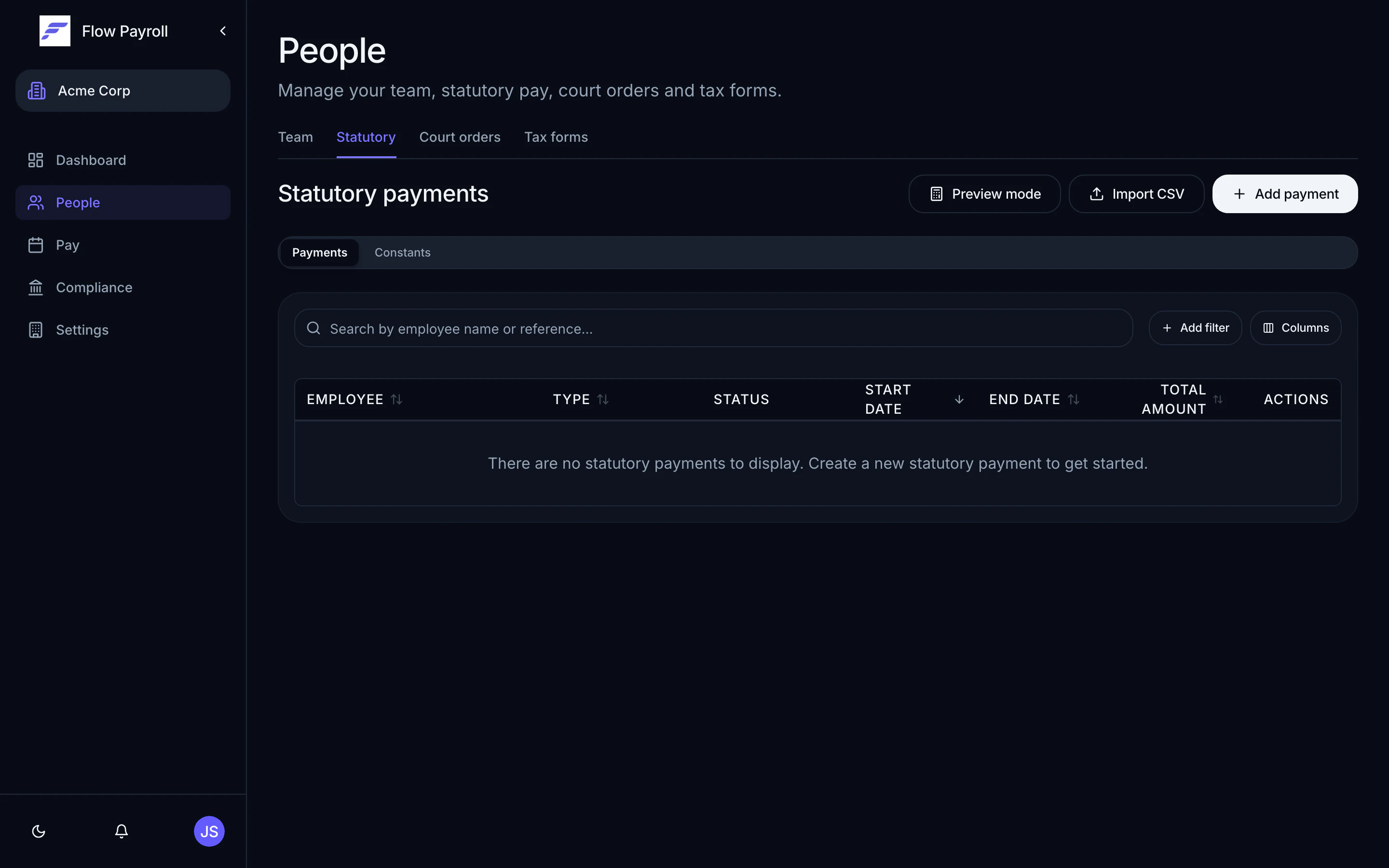 Statutory payments