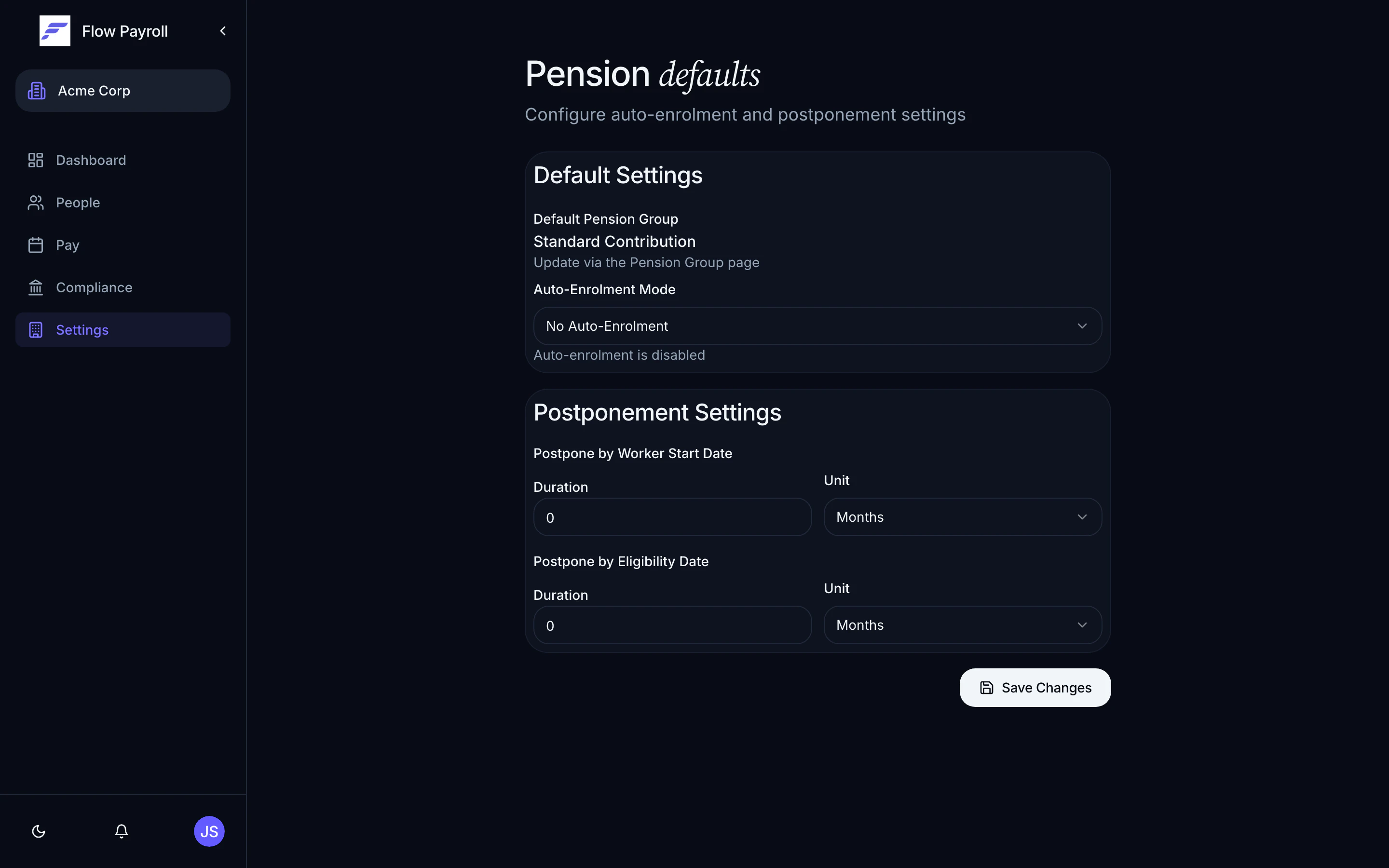 Pension defaults
