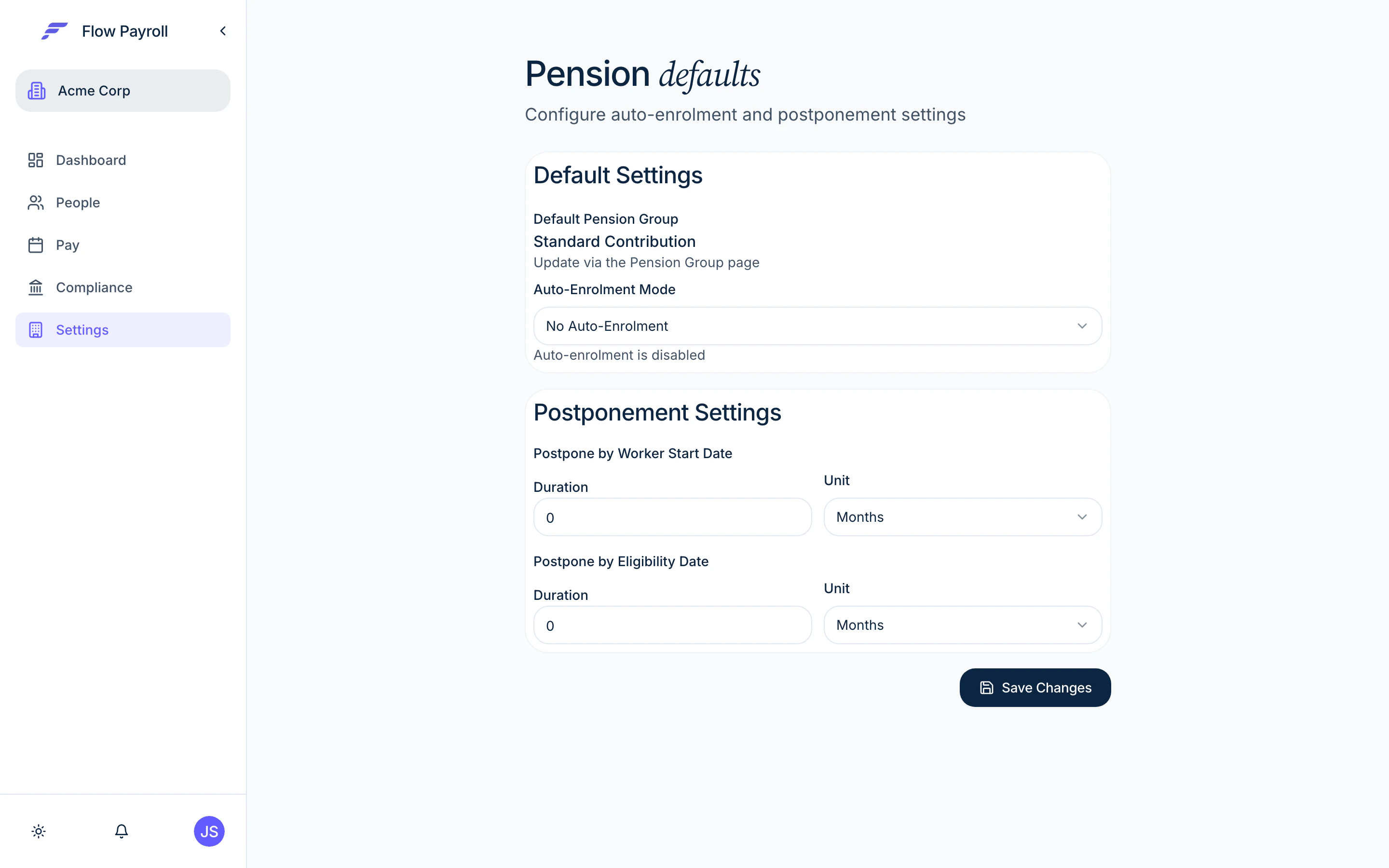 Pension defaults