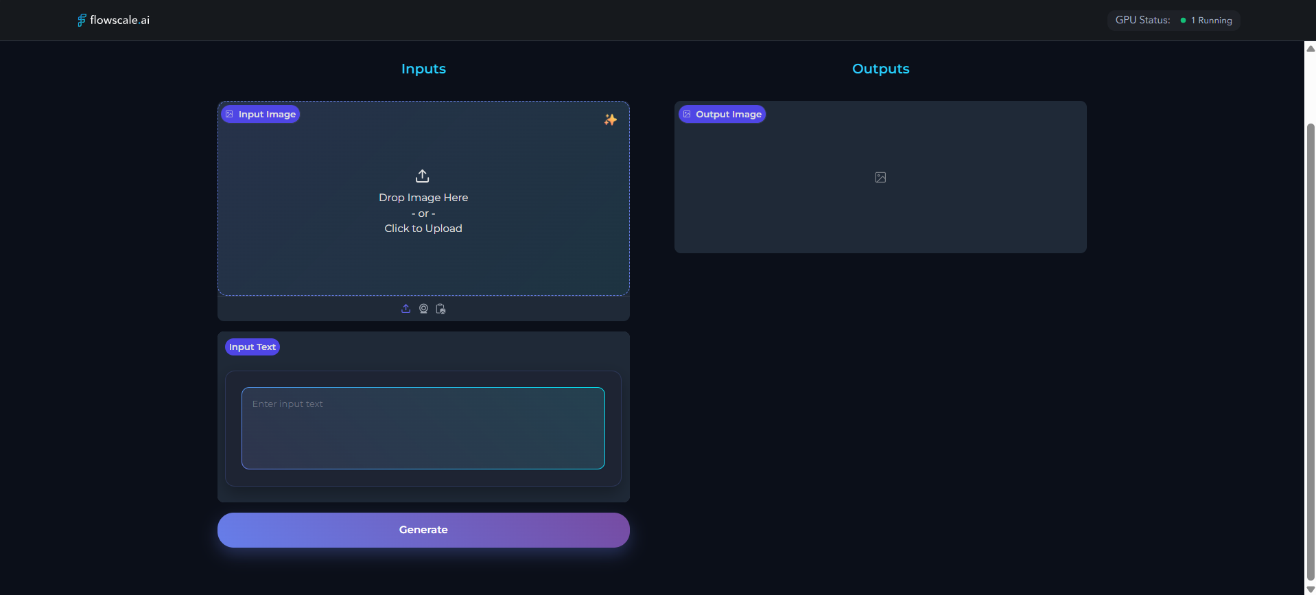 Auto-generated Gradio web interface showing user-friendly form inputs based on workflow parameters, real-time preview, and results display area