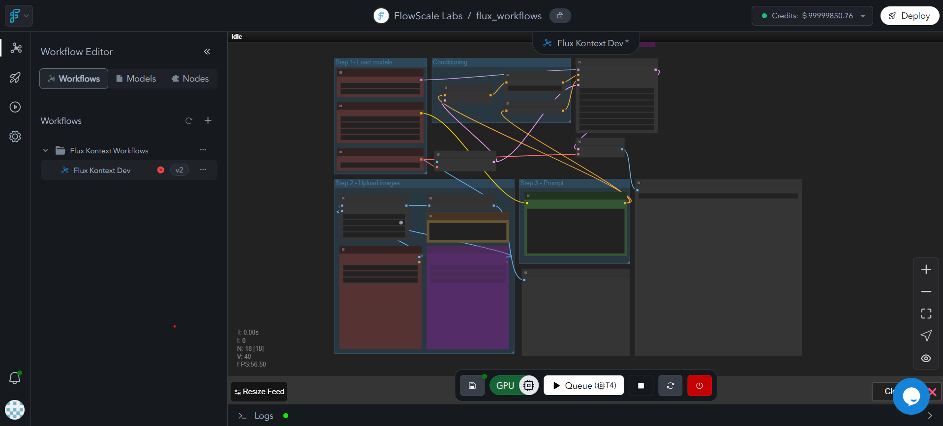 Project-specific ComfyUI workspace interface showing workflow development environment with project context, saved workflows, and workspace tools integrated
