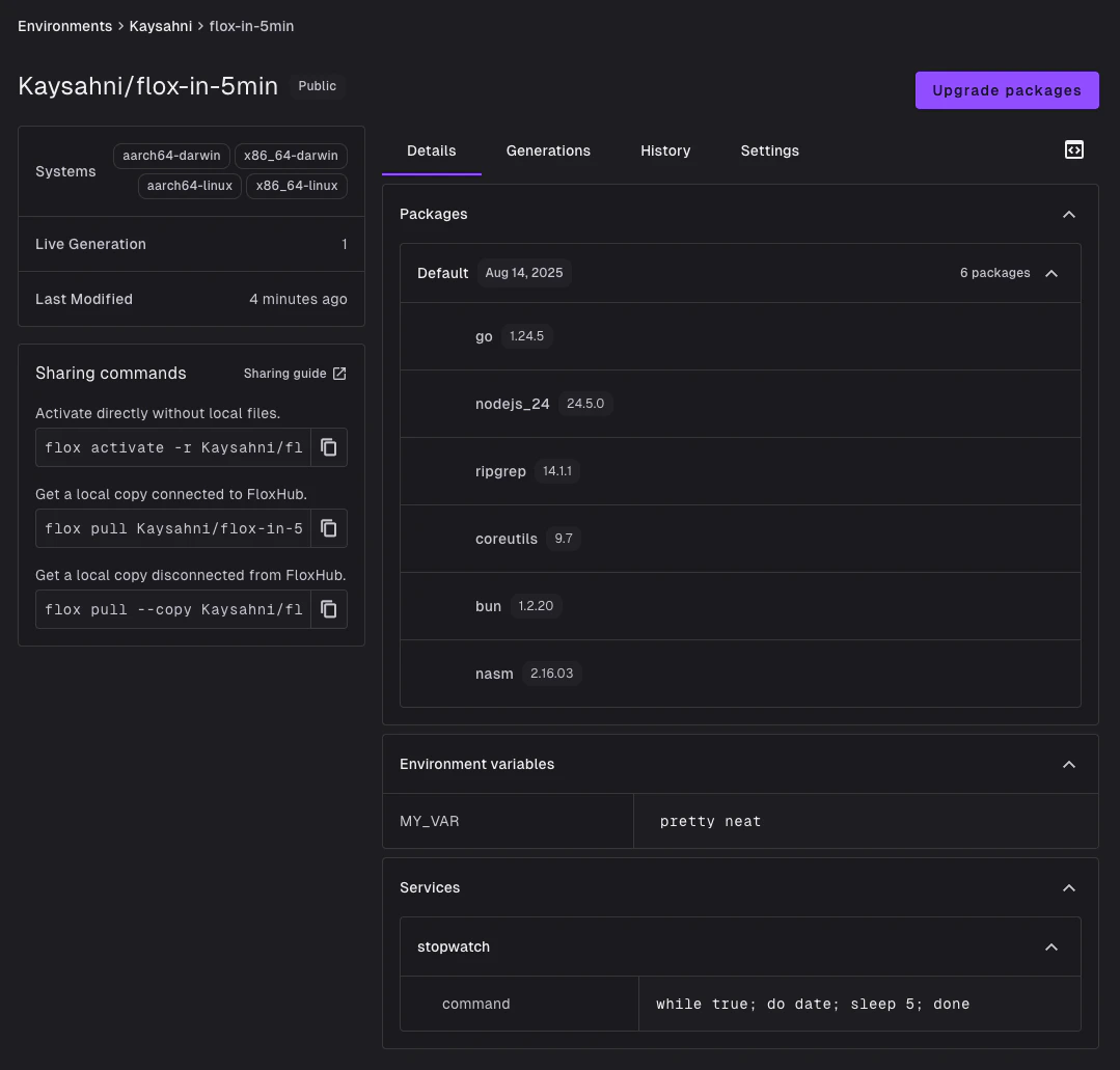 FloxHub environment view