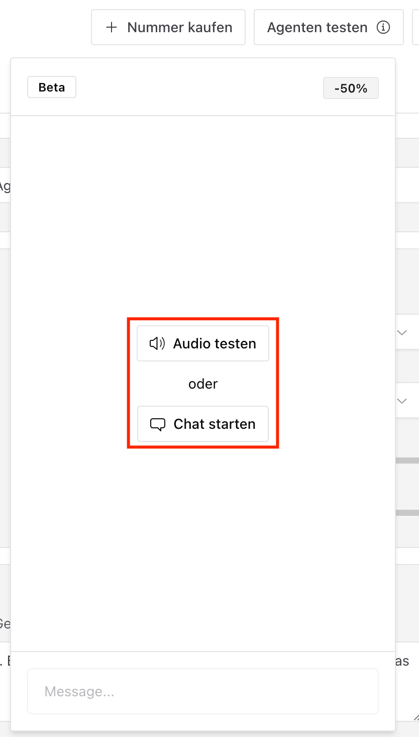 Testmöglichkeit auswählen