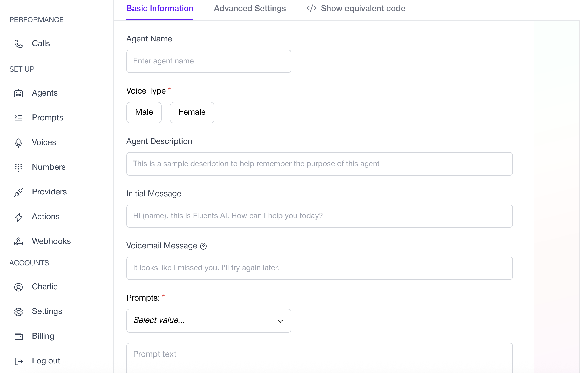 Agent Basic Settings