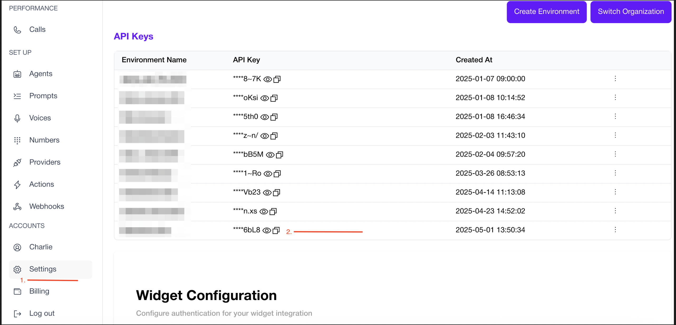 Retrieve API Key Example