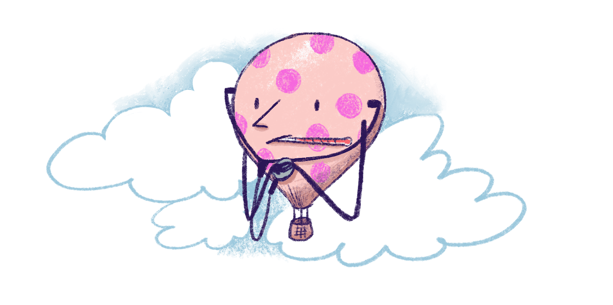 Illustration by Annie Ruygt of a balloon doing a health check
