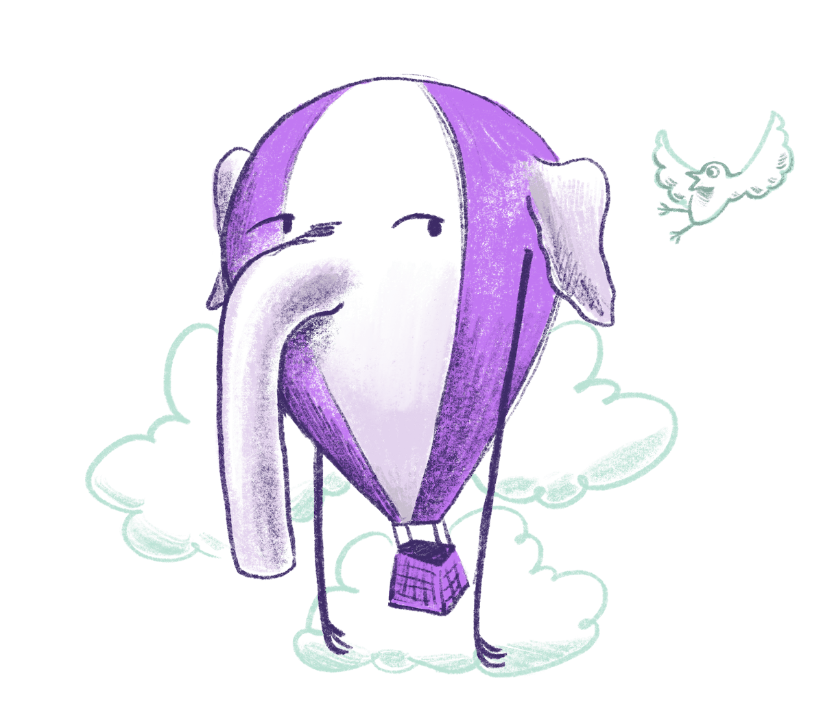 Illustration by Annie Ruygt of a balloon disguised as an elephant