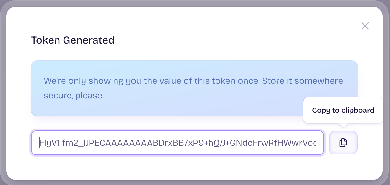 Obtaining an organization token via the dashboard
