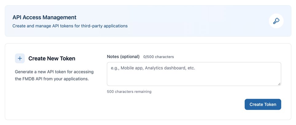 Creating a token under API Access Tokens