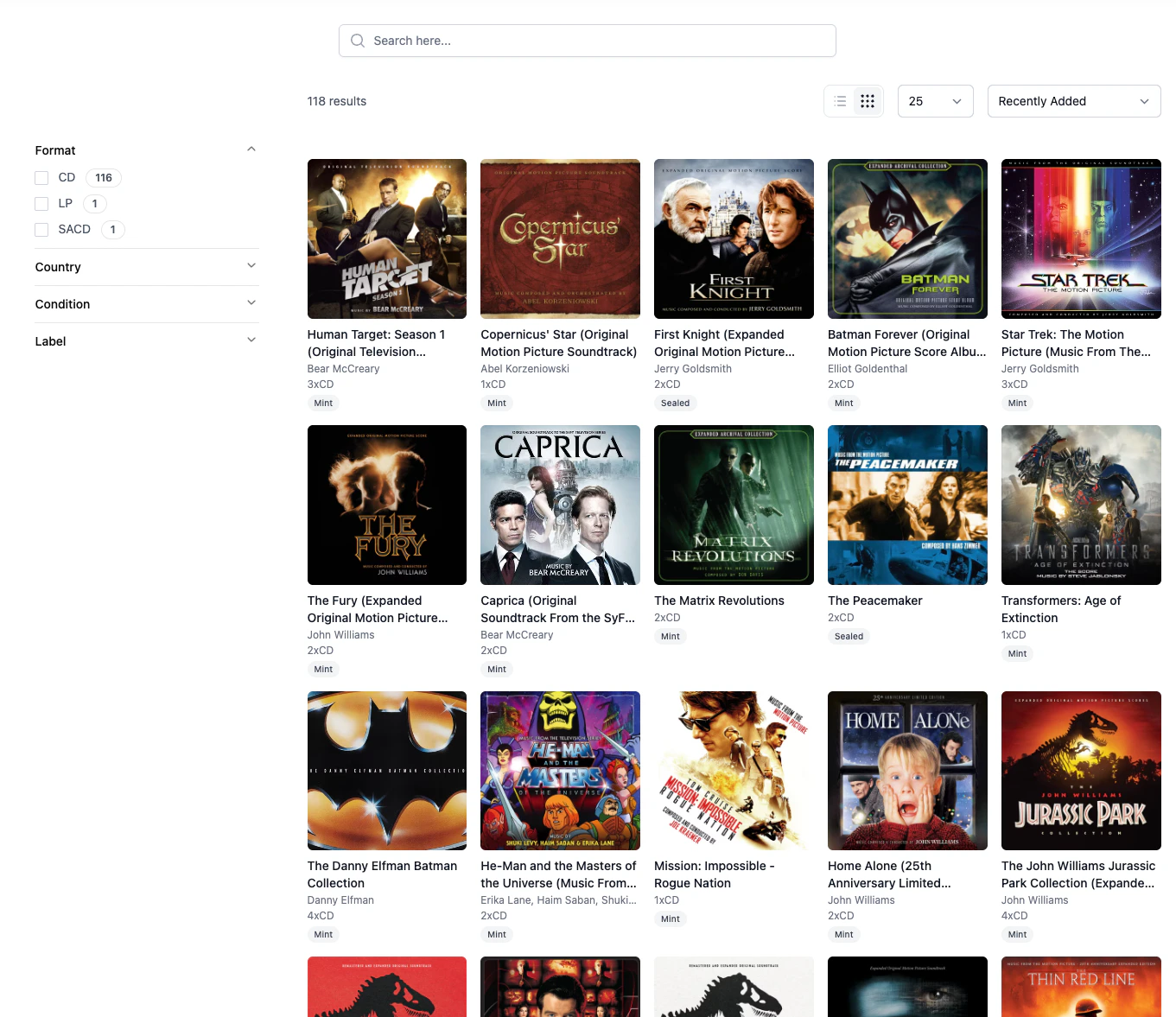 Cover cards in user collection